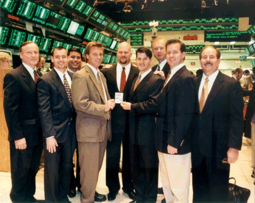 Will and colleagues on the exchange floor the day Ubrandit.com went public